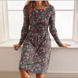 Boden black floral midi dress
